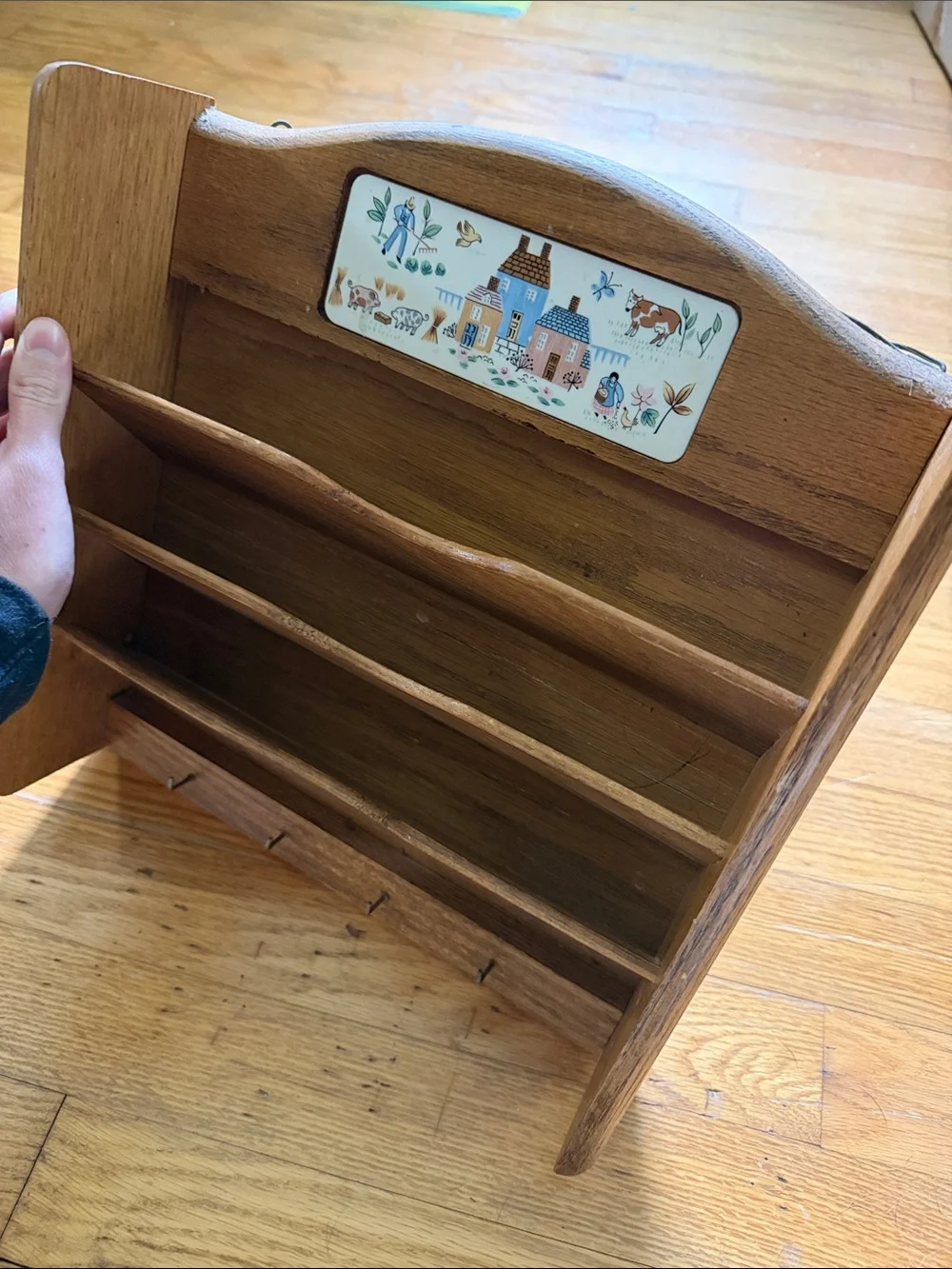 Heartland Wood Wall Mail Organizer with Hooks